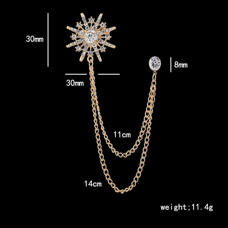 Men's Glittering Octagon Star Tassel Brooch - Image 9