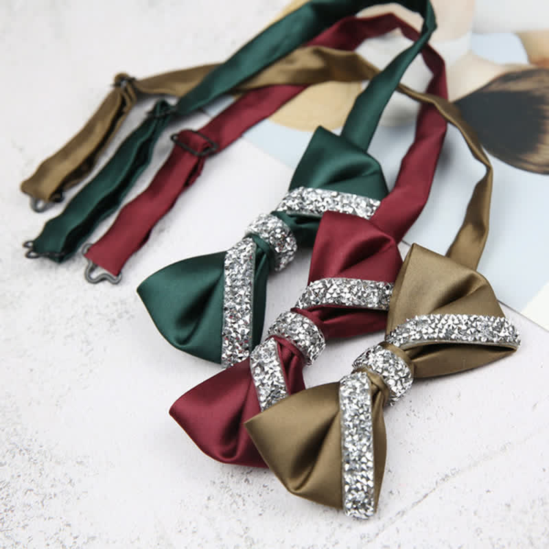 Men's Glittering Rhinestone Wedding Bow Tie - Image 5