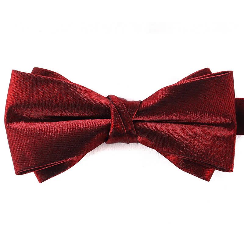 Men's Gloss Double Layer Solid Color Bow Tie - Image 13