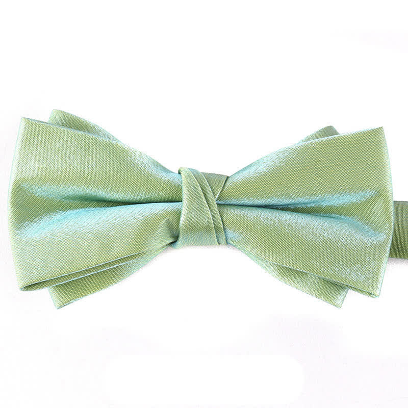 Men's Gloss Double Layer Solid Color Bow Tie - Image 3