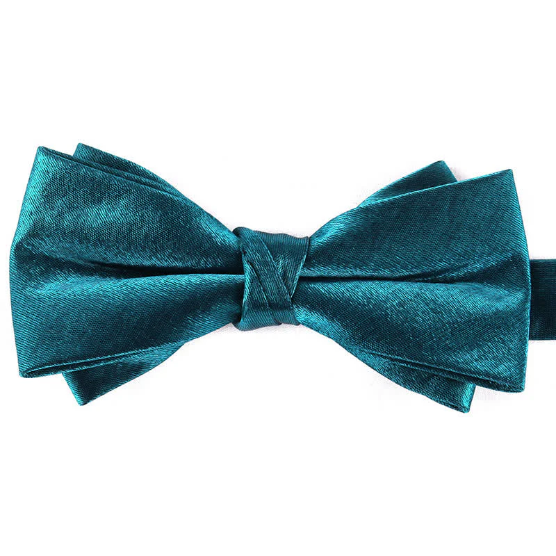 Men's Gloss Double Layer Solid Color Bow Tie - Image 5