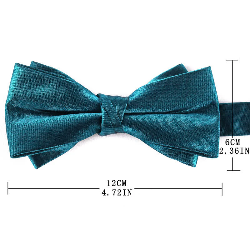 Men's Gloss Double Layer Solid Color Bow Tie - Image 9
