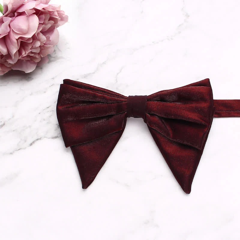Men's Gloss Double Layered Oversized Pointed Bow Tie - Image 13