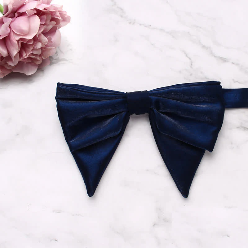 Men's Gloss Double Layered Oversized Pointed Bow Tie - Image 15