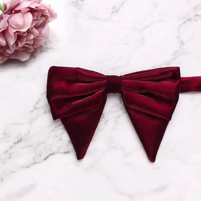 Men's Gloss Double Layered Oversized Pointed Bow Tie - Image 16