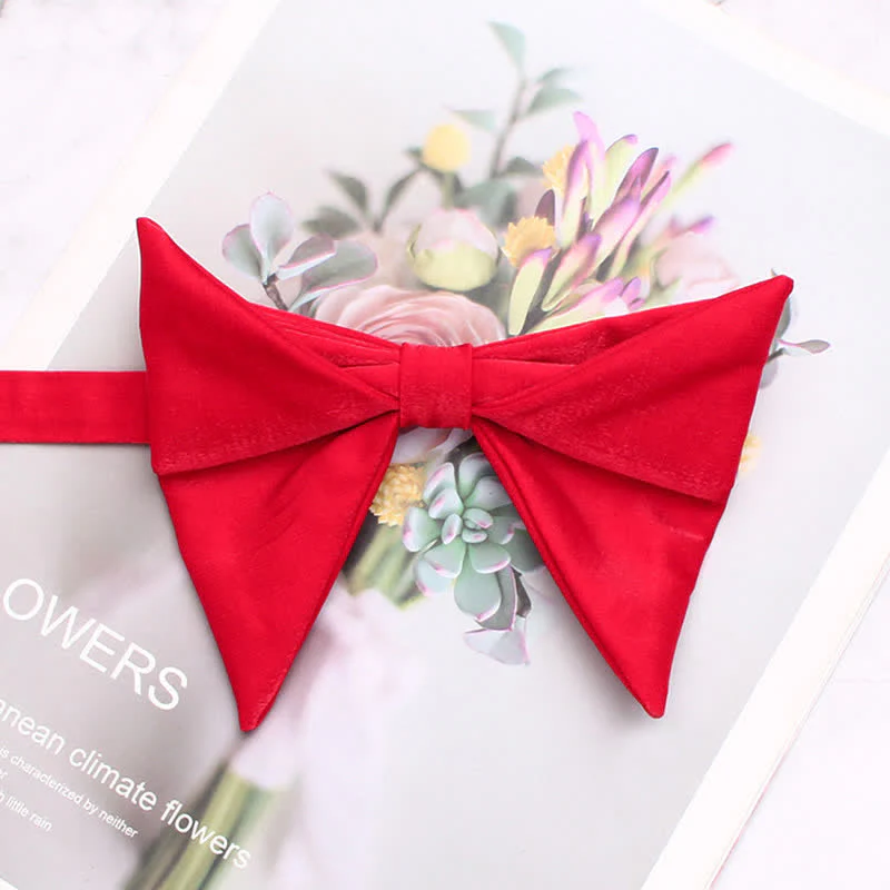 Men's Glossing Folded Design Oversized Pointed Bow Tie - Image 9