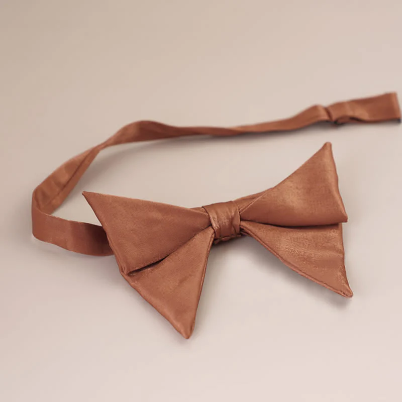 Men's Glossy Butterfly-Like Oversized Pointed Bow Tie - Image 13