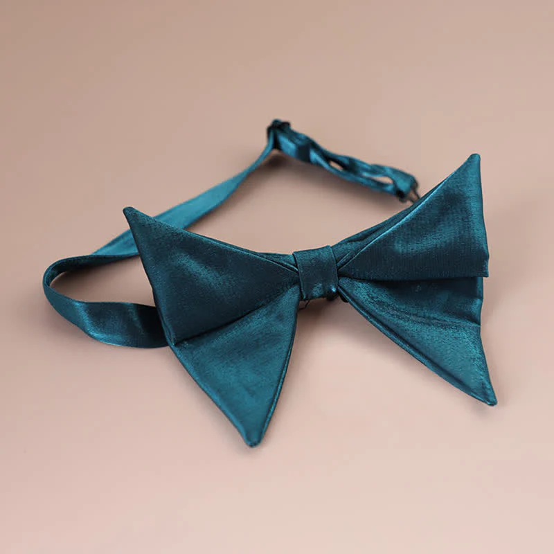 Men's Glossy Butterfly-Like Oversized Pointed Bow Tie - Image 15
