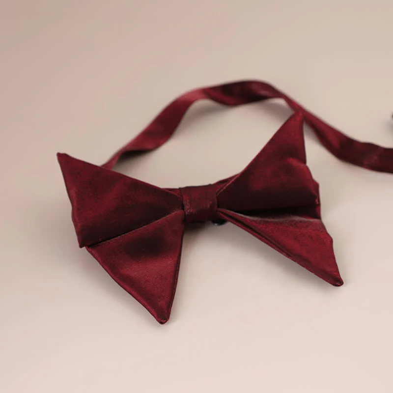 Men's Glossy Butterfly-Like Oversized Pointed Bow Tie - Image 7