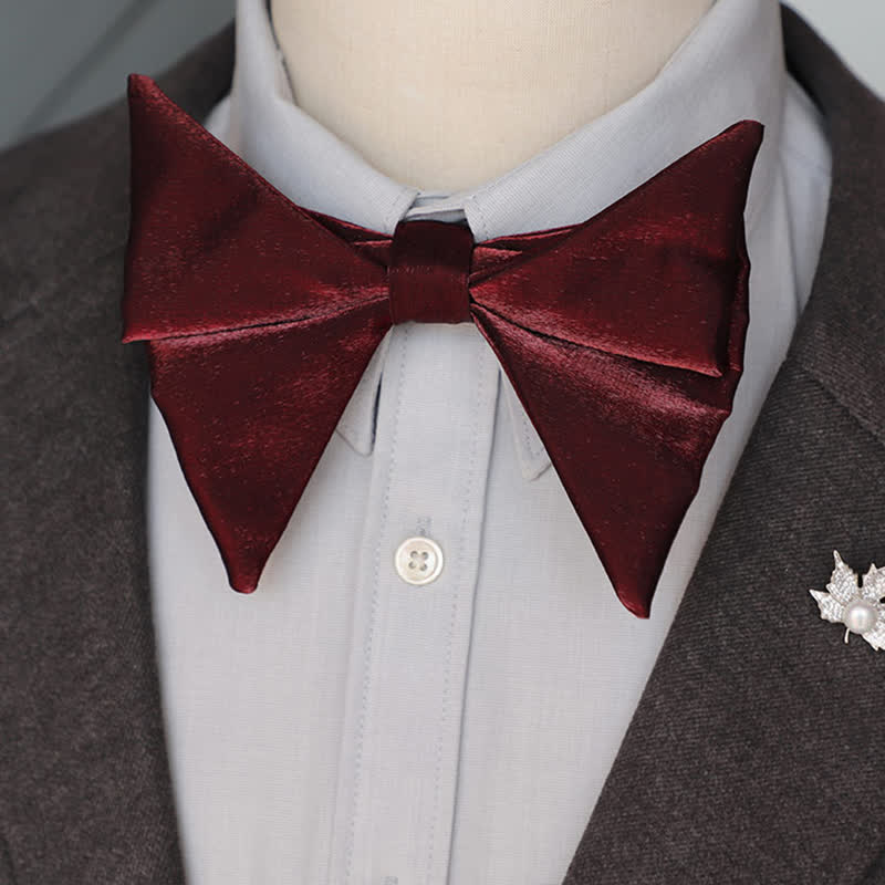 Men's Glossy Butterfly-Like Oversized Pointed Bow Tie - Image 8