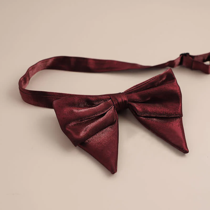 Men's Glossy Butterfly-Like Oversized Pointed Bow Tie - Image 9