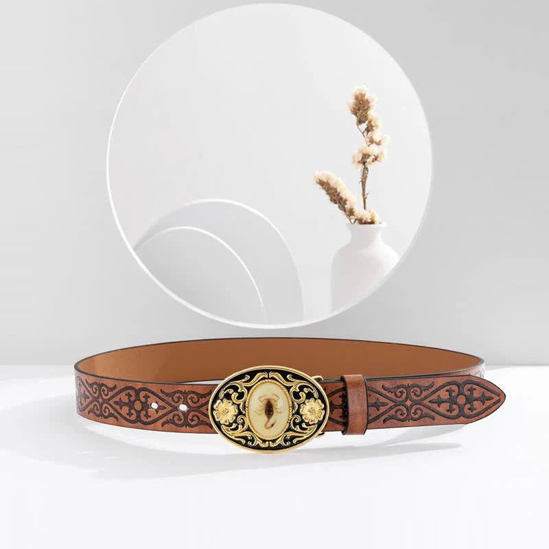 Men's Glowing In The Dark Scorpion Buckle Leather Belt - Image 4