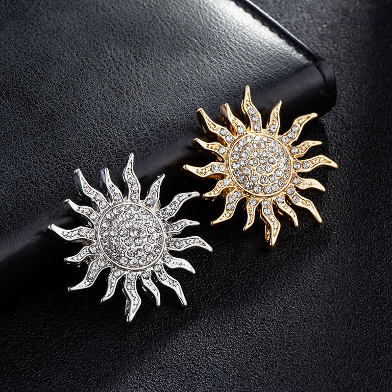 Men's Glowing Sunburst Rhinestone Brooch - Image 2