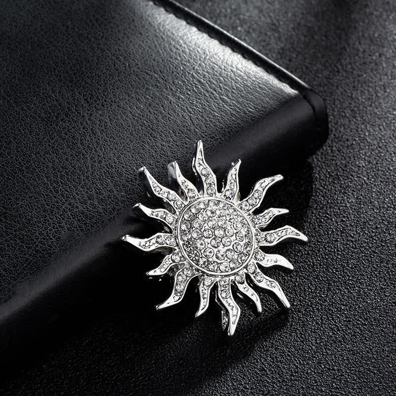 Men's Glowing Sunburst Rhinestone Brooch - Image 3