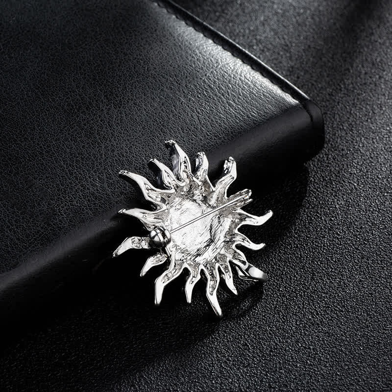 Men's Glowing Sunburst Rhinestone Brooch - Image 4