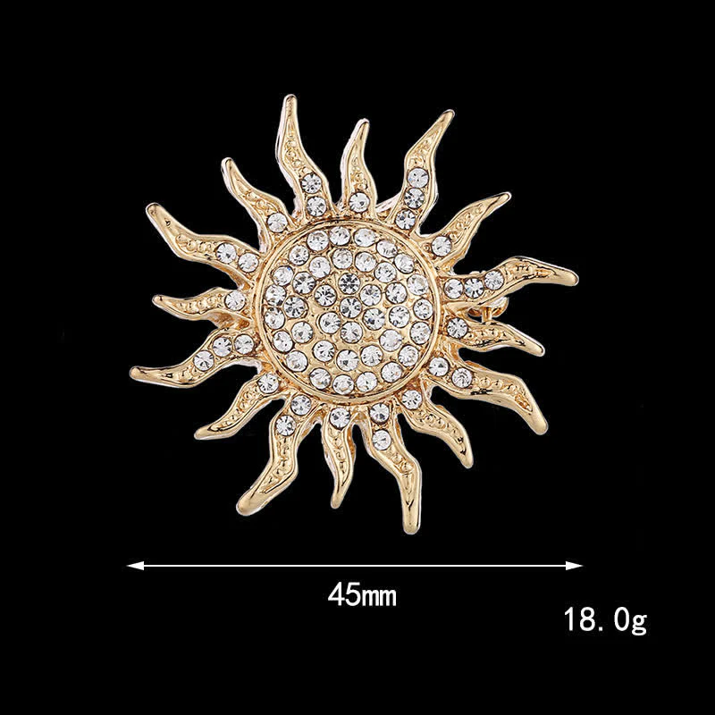 Men's Glowing Sunburst Rhinestone Brooch - Image 5