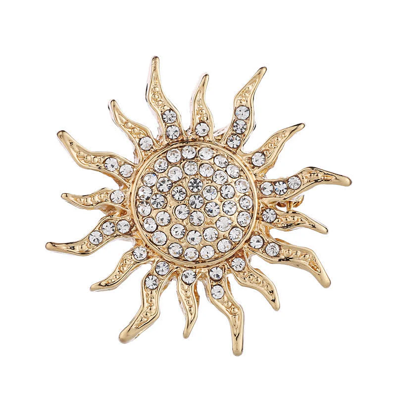 Men's Glowing Sunburst Rhinestone Brooch - Image 7
