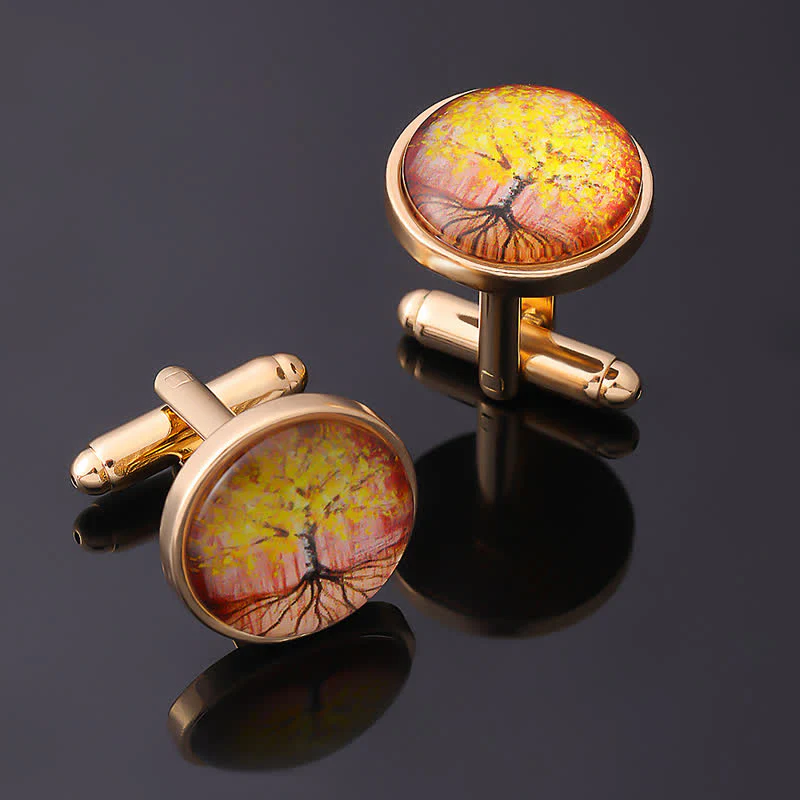 Men's Gold Accessories Tree of Life Cufflinks - Image 2