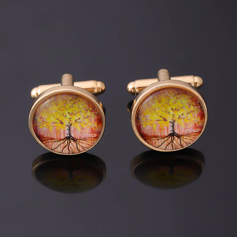 Men's Gold Accessories Tree of Life Cufflinks - Image 3