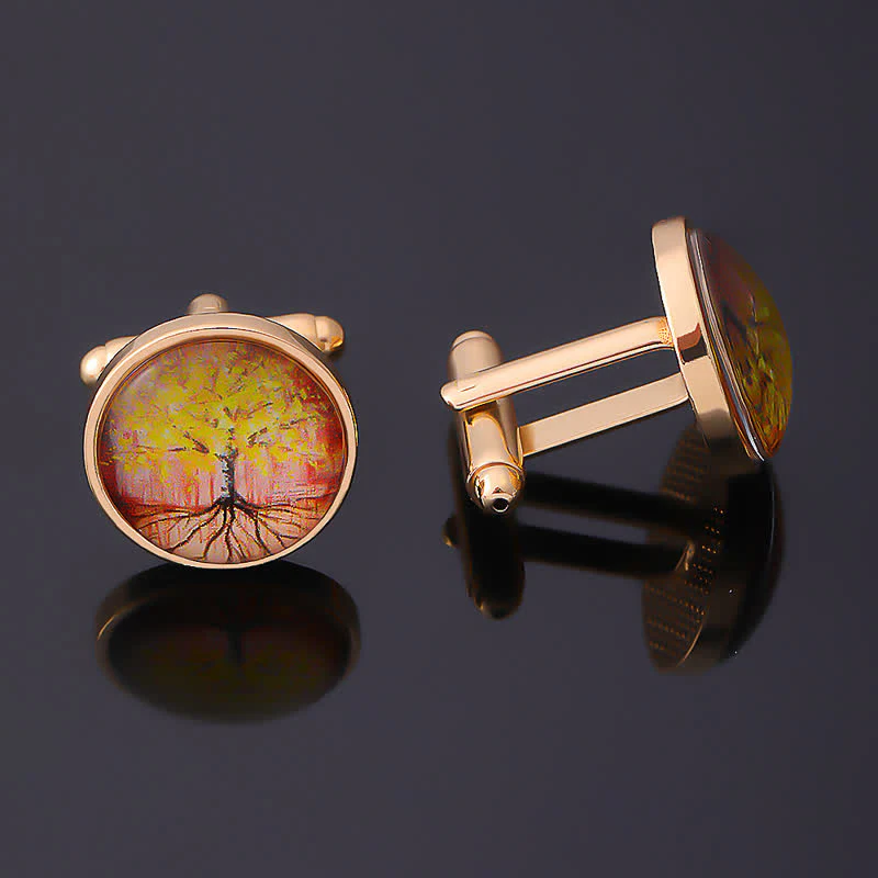 Men's Gold Accessories Tree of Life Cufflinks - Image 4