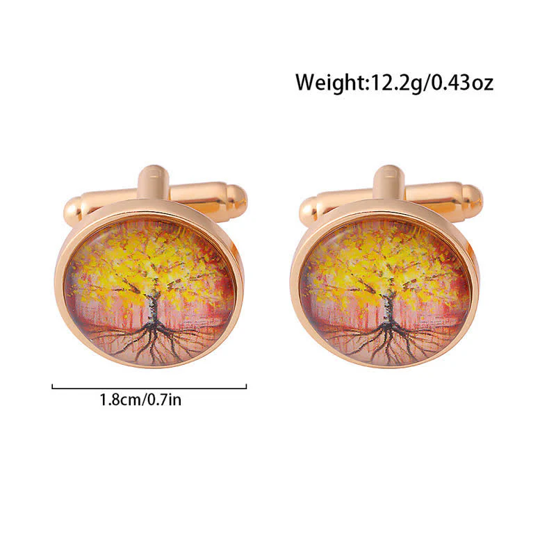 Men's Gold Accessories Tree of Life Cufflinks - Image 5
