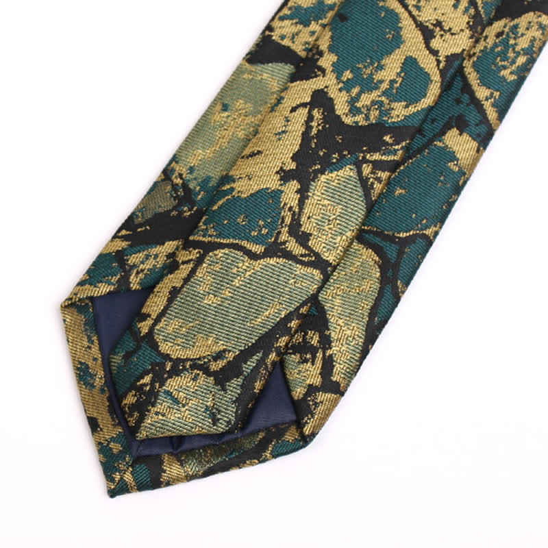 Men's Gold-green Abstract Graphic Necktie - Image 4