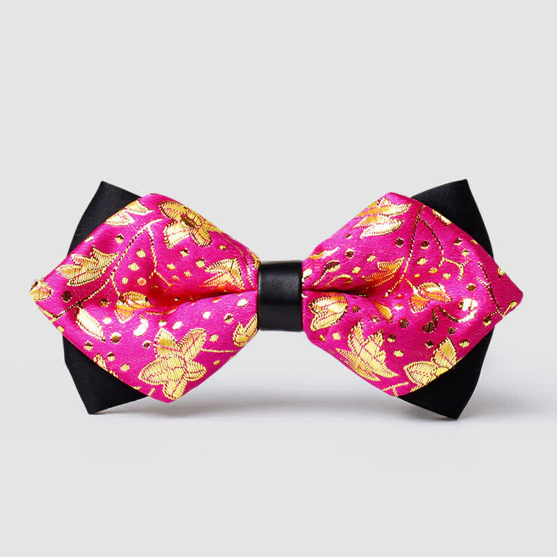 Men's Gold Hue Paisley Pointed Bow Tie - Image 9