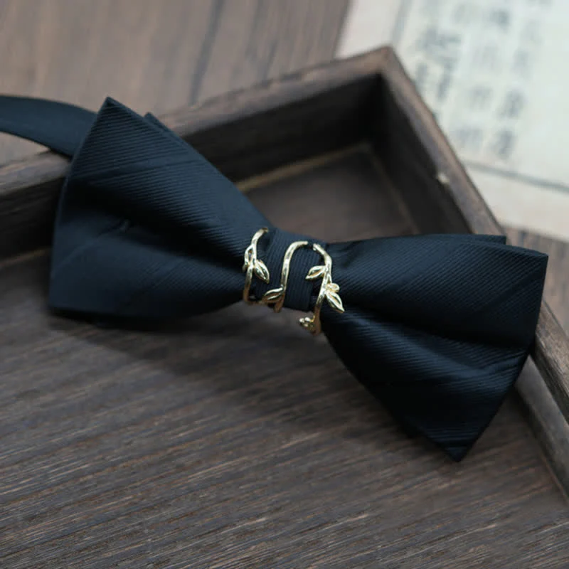 Men's Gold Metal Branch Shaped Twilled Bow Tie - Image 6