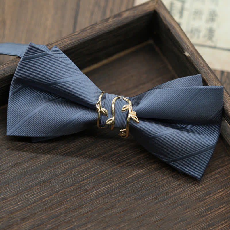 Men's Gold Metal Branch Shaped Twilled Bow Tie - Image 7