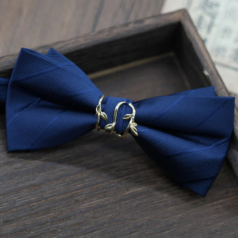 Men's Gold Metal Branch Shaped Twilled Bow Tie - Image 8
