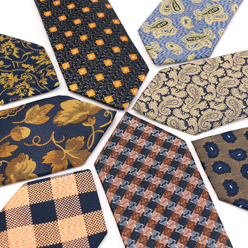 Men's Gold Orange Series Paisley Floral Necktie - Image 2