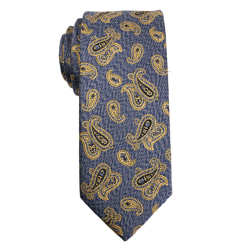 Men's Gold Orange Series Paisley Floral Necktie - Image 6