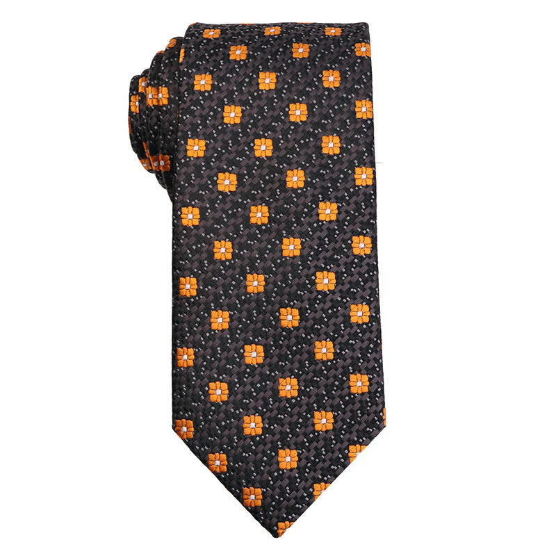 Men's Gold Orange Series Paisley Floral Necktie - Image 8