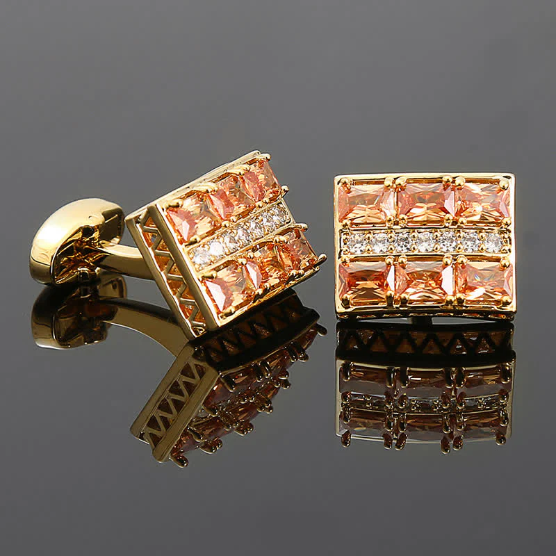 Men's Gold Plated Luxury Shiny Zircon Cufflinks - Image 2