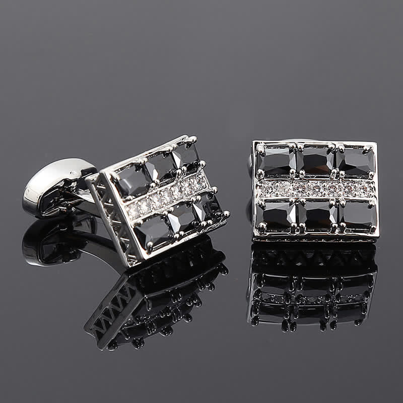 Men's Gold Plated Luxury Shiny Zircon Cufflinks - Image 3