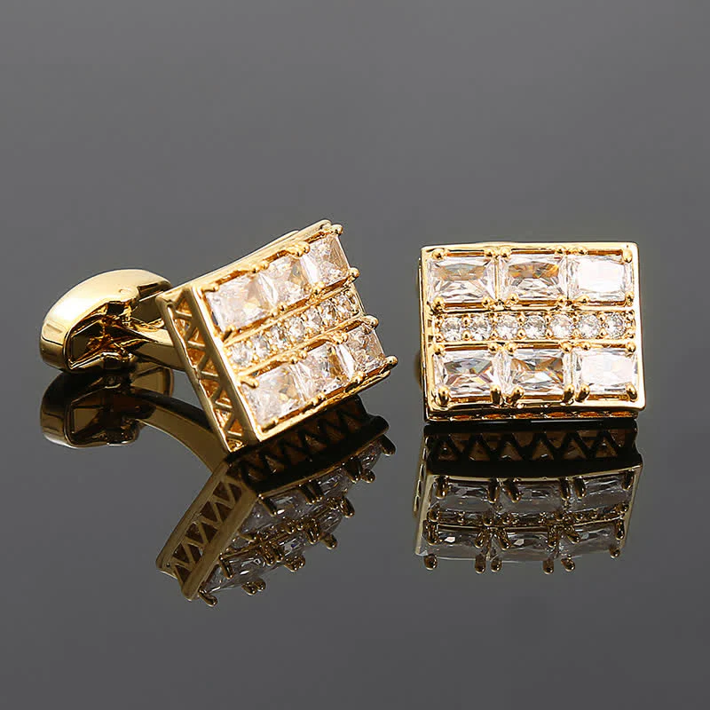 Men's Gold Plated Luxury Shiny Zircon Cufflinks - Image 5