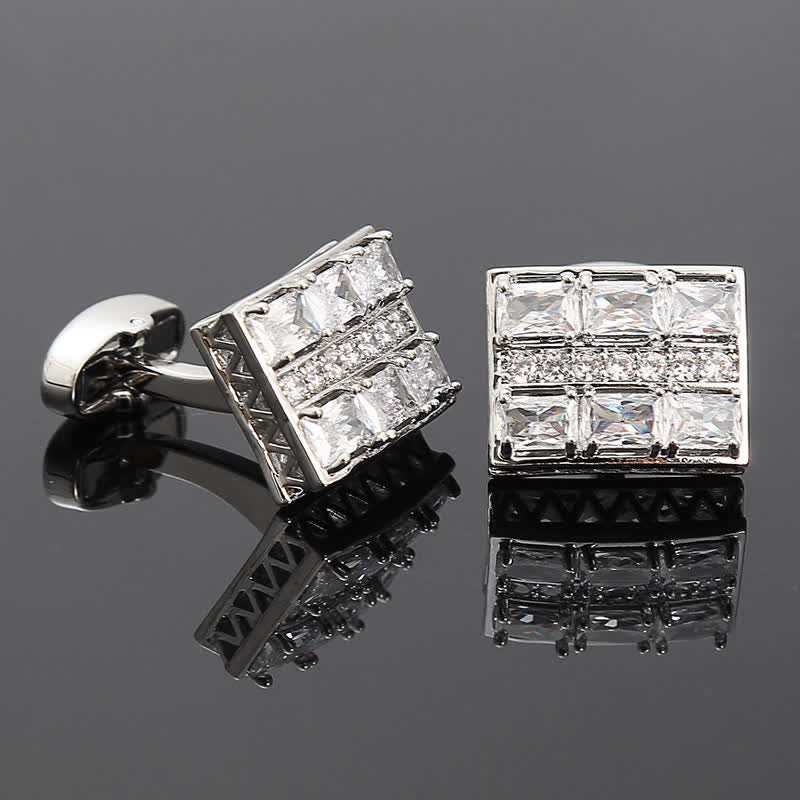 Men's Gold Plated Luxury Shiny Zircon Cufflinks - Image 6