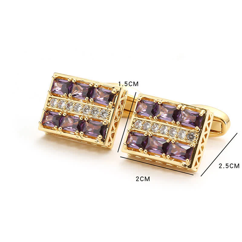 Men's Gold Plated Luxury Shiny Zircon Cufflinks - Image 7