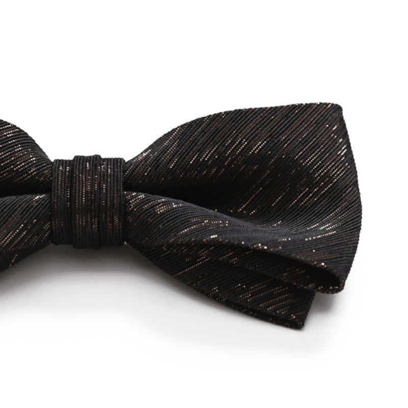 Men's Gold Striped Double Layered Bow Tie - Image 3