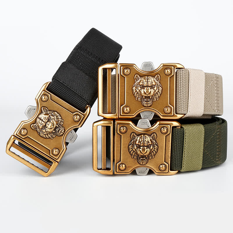 Men's Gold Tiger Double Slot Quick Release Buckle Nylon Belt - Image 3
