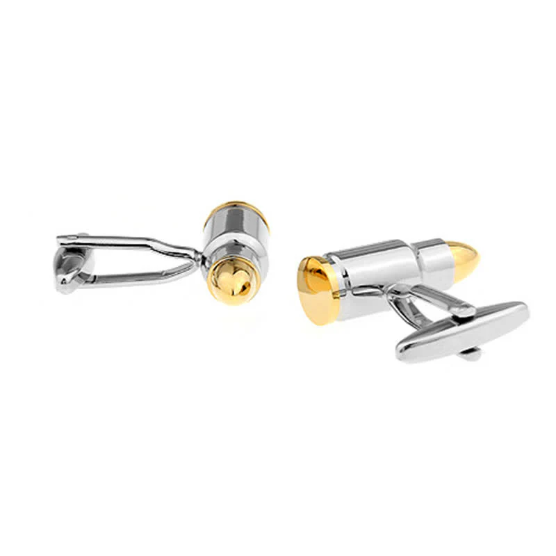 Men's Gold Tipped Silver Bullet-Shaped Cufflinks - Image 3