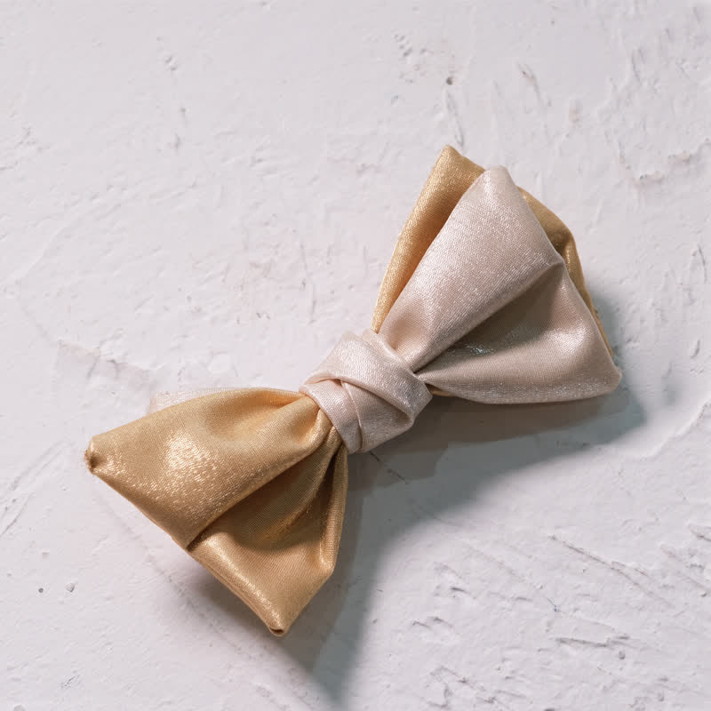Men's Golden Apricot Contrast Asymmetrical Bow Tie - Image 3