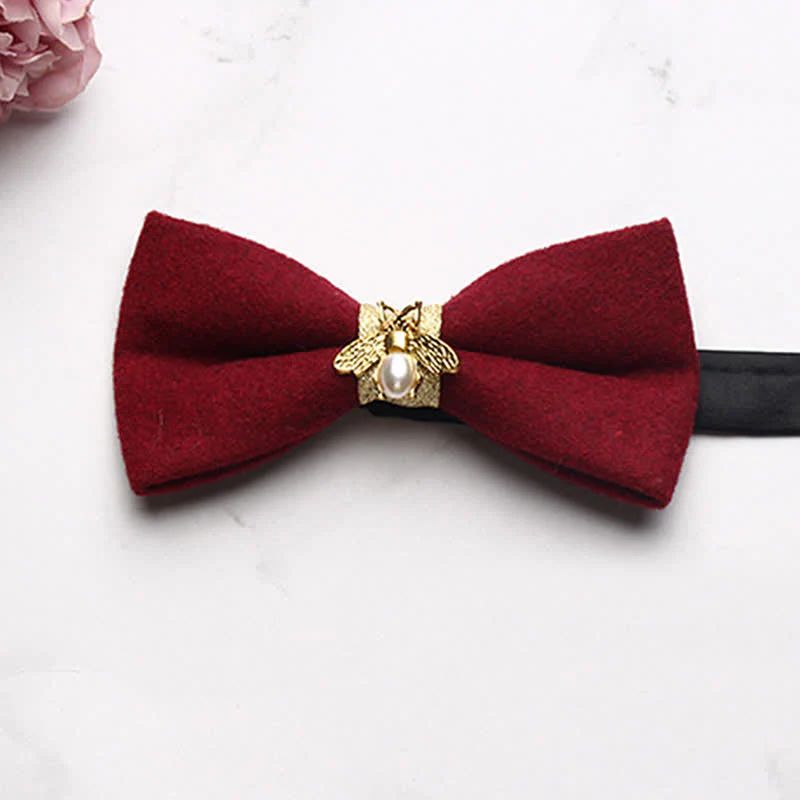 Men's Golden Bee Textured Wool Bow Tie - Image 11