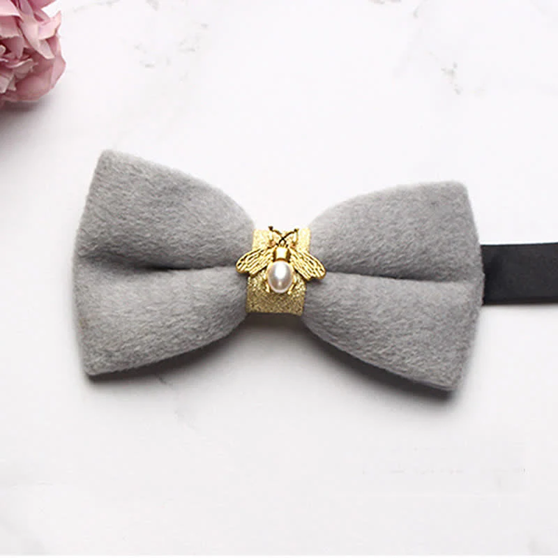 Men's Golden Bee Textured Wool Bow Tie - Image 12