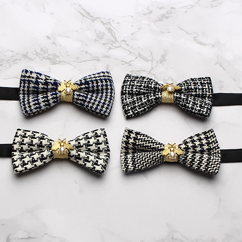 Men's Golden Bee Textured Wool Bow Tie - Image 14