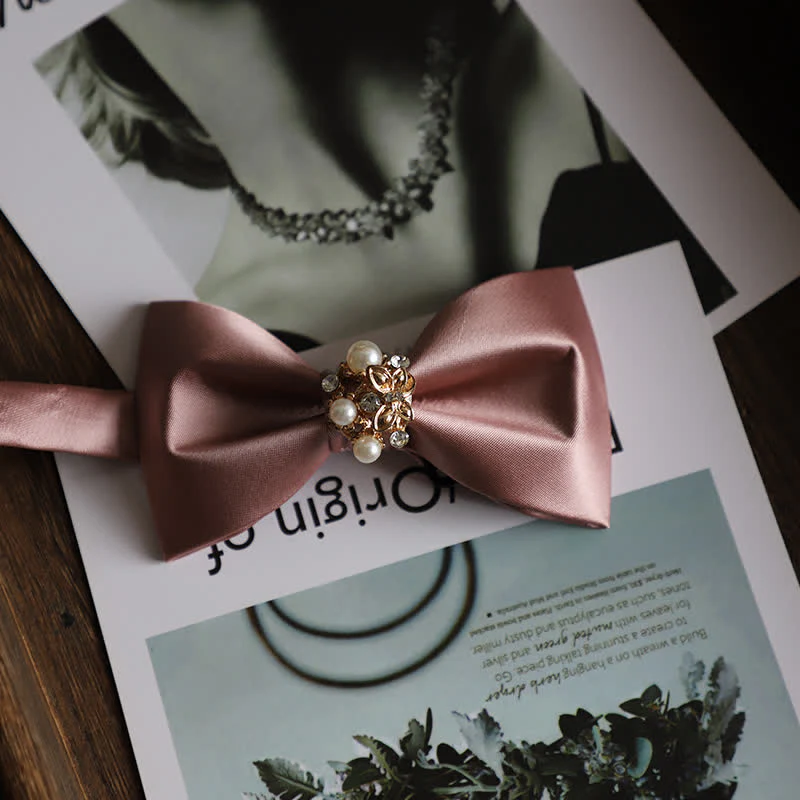 Men's Golden Flowers Imitation Pearl Bow Tie - Image 12