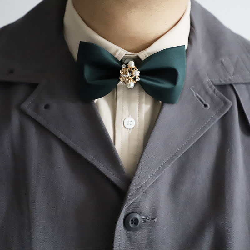 Men's Golden Flowers Imitation Pearl Bow Tie - Image 3