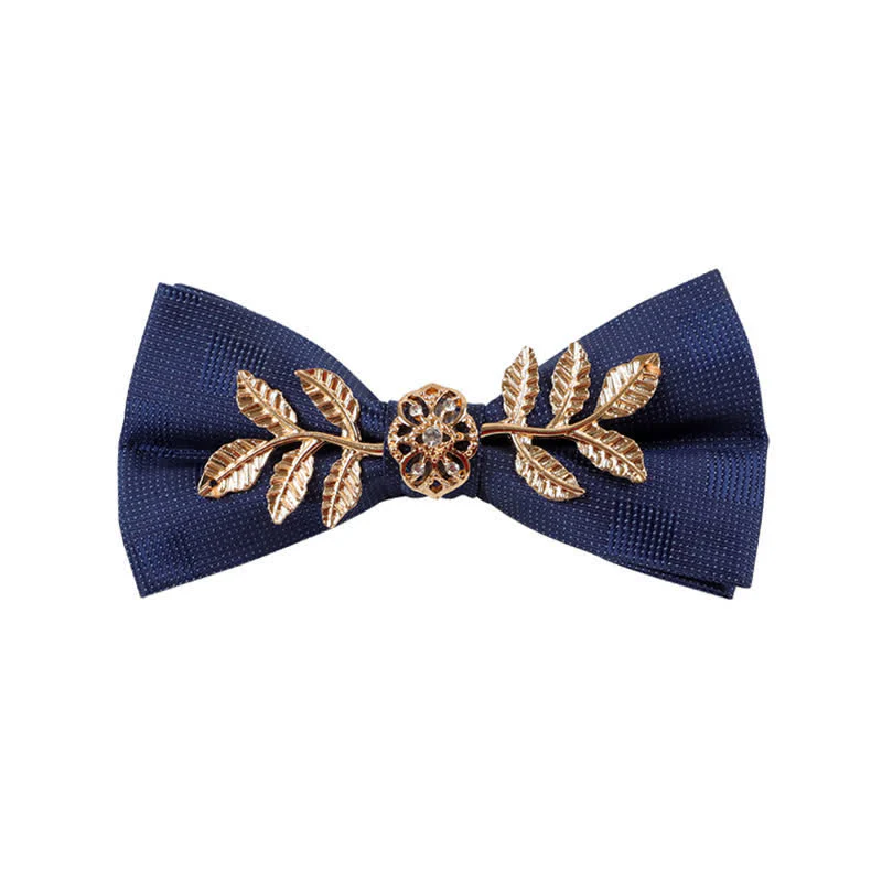 Men's Golden Leaves Flower Ornament Bow Tie - Image 2