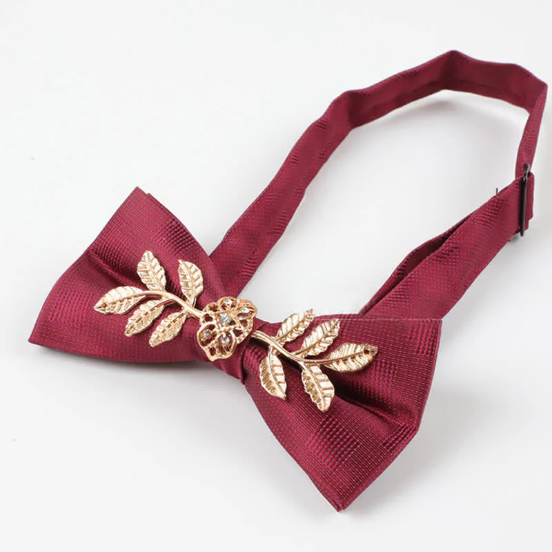 Men's Golden Leaves Flower Ornament Bow Tie - Image 5