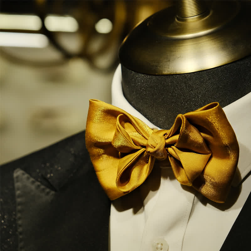 Men's Golden Life Unique Shaped Oversized Pointed Bow Tie - Image 4